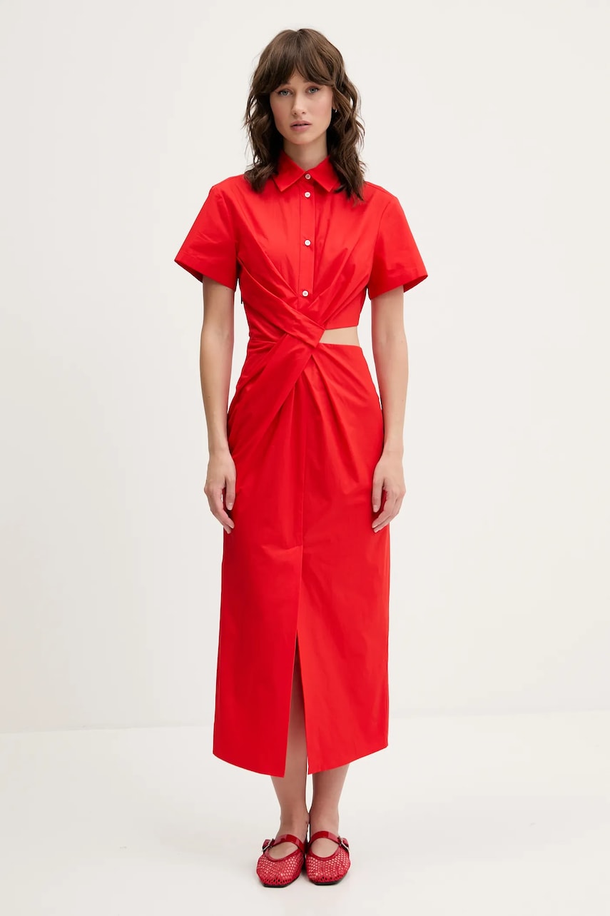 Бавовняна сукня MSGM колір червоний midi пряма 3842MDA30X.257315