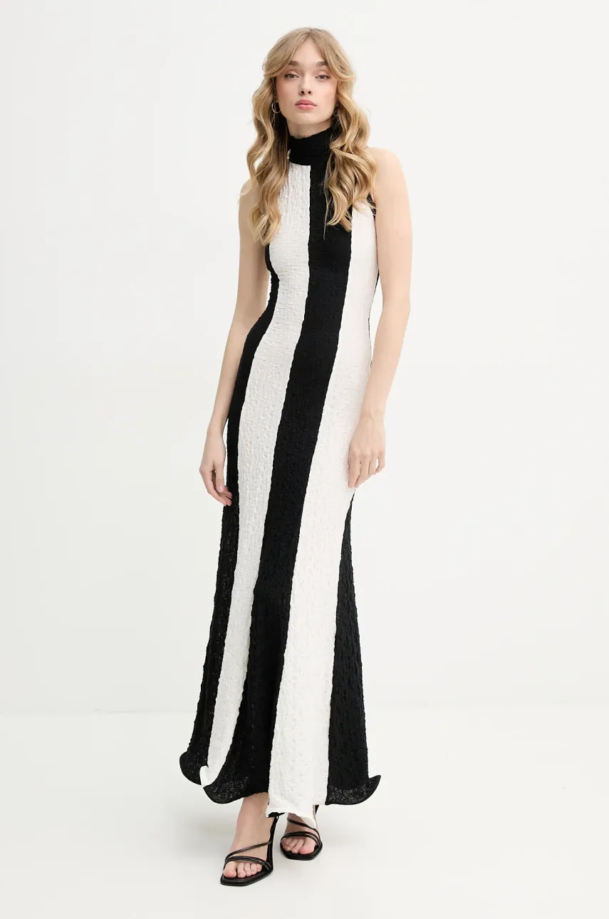 MSGM rochie culoarea negru, maxi, evazată, 3842MDA29Y.257317