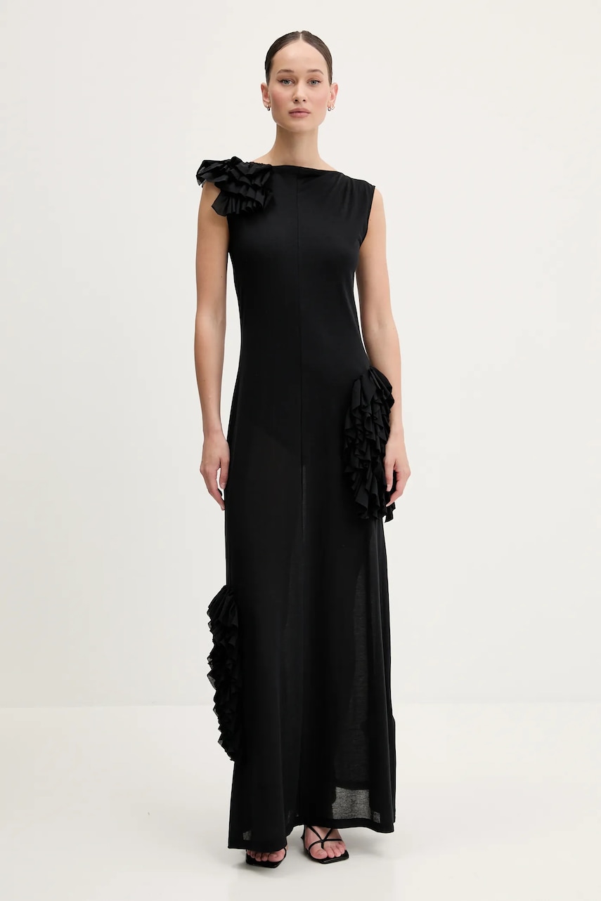 Сукня MSGM колір чорний maxi пряма 3842MDA49.257310