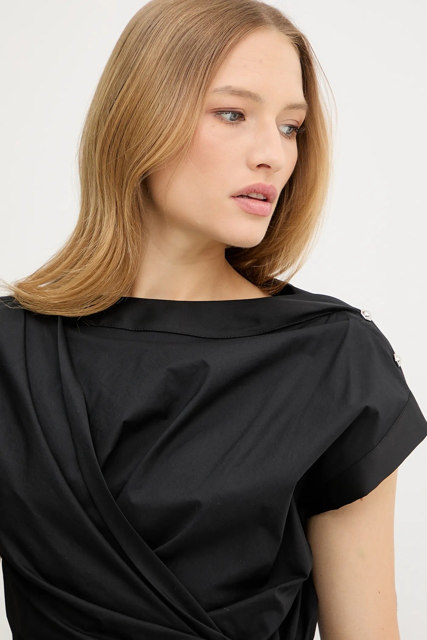 Бавовняна сукня Pinko колір чорний mini розкльошена 105215 A2LD