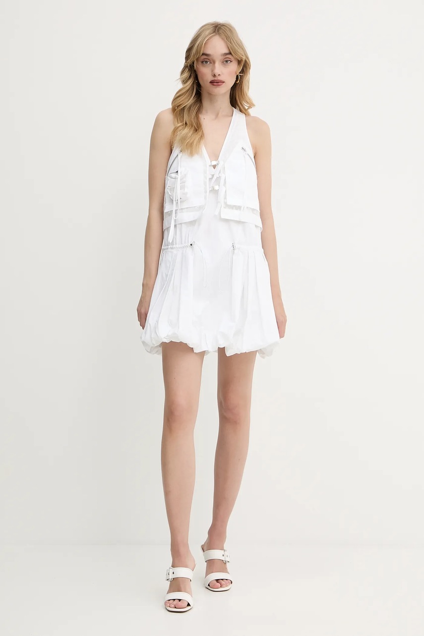 Хлопковое платье Pinko цвет белый mini расклешенное 105305 A2MO