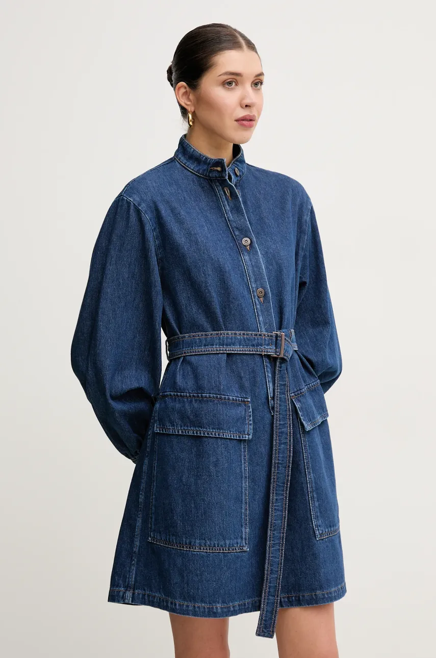 Weekend Max Mara rochie din denim culoarea bleumarin, mini, evazată, 2515221021600