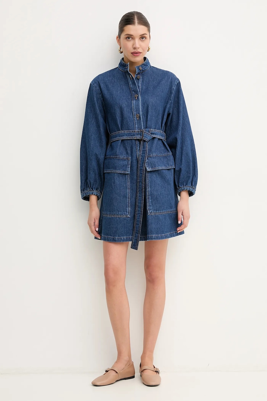 Джинсовое платье Weekend Max Mara цвет синий mini расклешённое 2515221021600 Джинсовое платье Weekend Max Mara цвет синий mini расклешённое 2515221021600