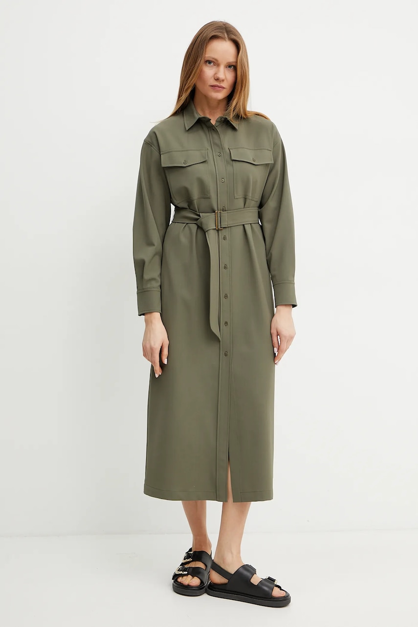 Weekend Max Mara rochie din amestec de lână culoarea verde, midi, drept, 2515221071600 Weekend Max Mara rochie din amestec de lână culoarea verde, midi, drept, 2515221071600