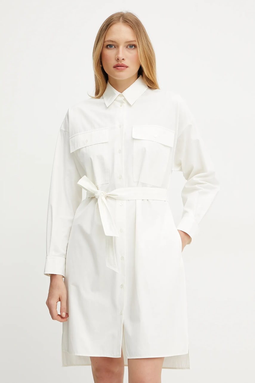 Weekend Max Mara rochie din bumbac culoarea bej, mini, dreaptă, 2515221082600