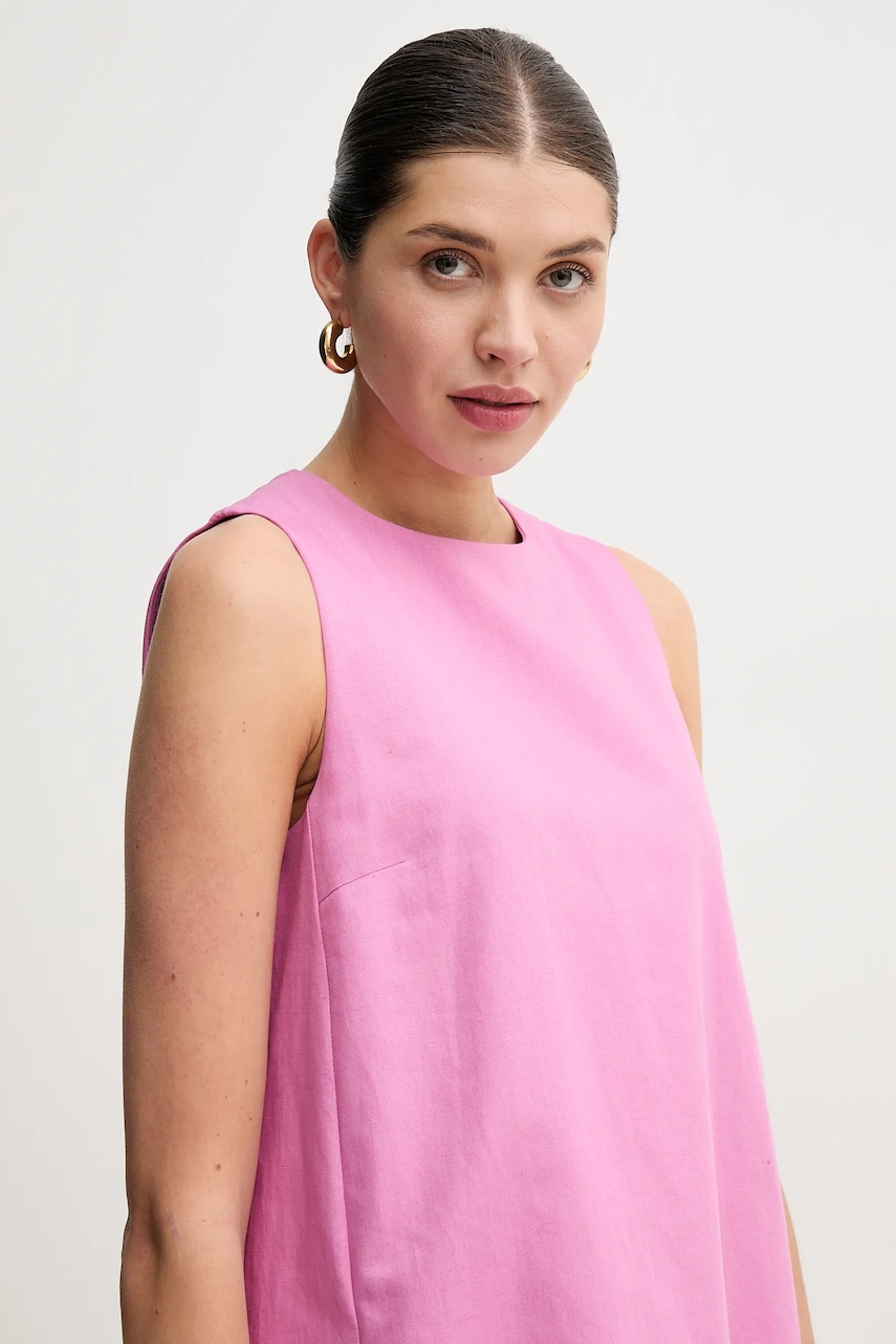 Сукня з домішкою льону Weekend Max Mara колір фіолетовий mini розкльошена 2515221102600