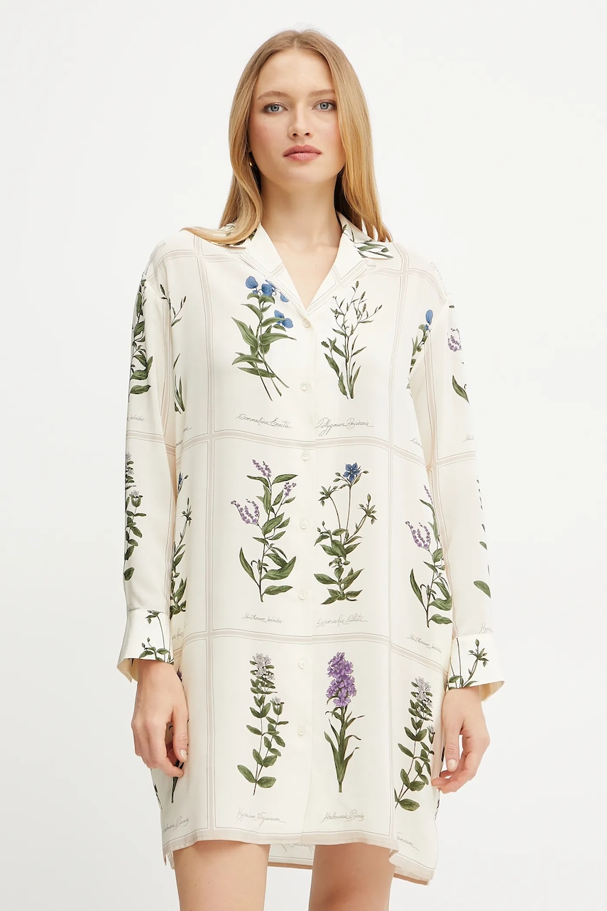 Weekend Max Mara rochie de mătase culoarea bej, mini, oversize, 2515221172600 Weekend Max Mara rochie de mătase culoarea bej, mini, oversize, 2515221172600