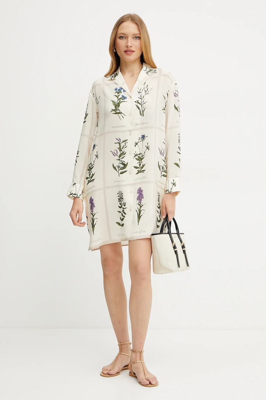 Шёлковое платье Weekend Max Mara цвет бежевый mini oversize 2515221172600 Шёлковое платье Weekend Max Mara цвет бежевый mini oversize 2515221172600