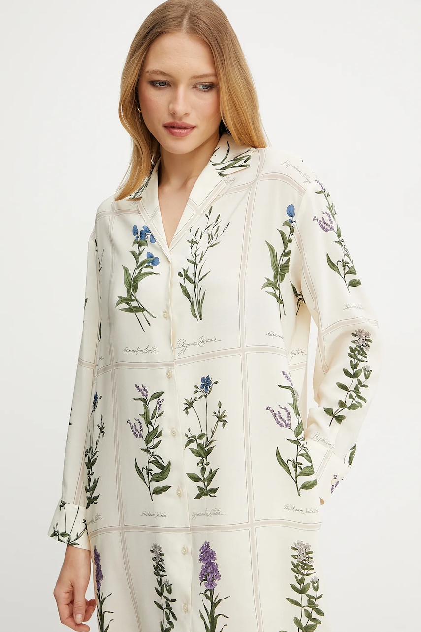 Шовкова сукня Weekend Max Mara колір бежевий mini oversize 2515221172600