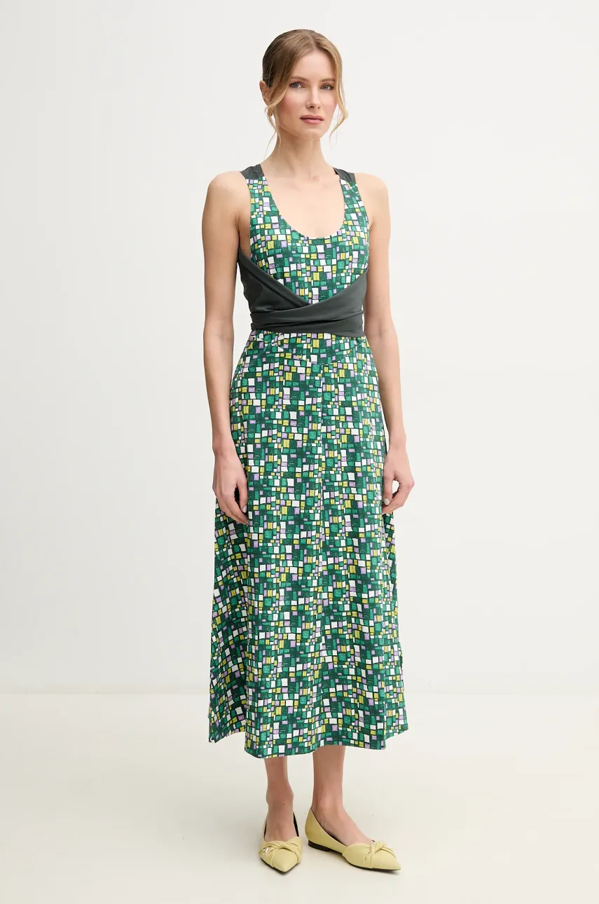 Lacno Bavlnené šaty Weekend Max Mara zelená farba, midi, áčkový strih, 2515621016600