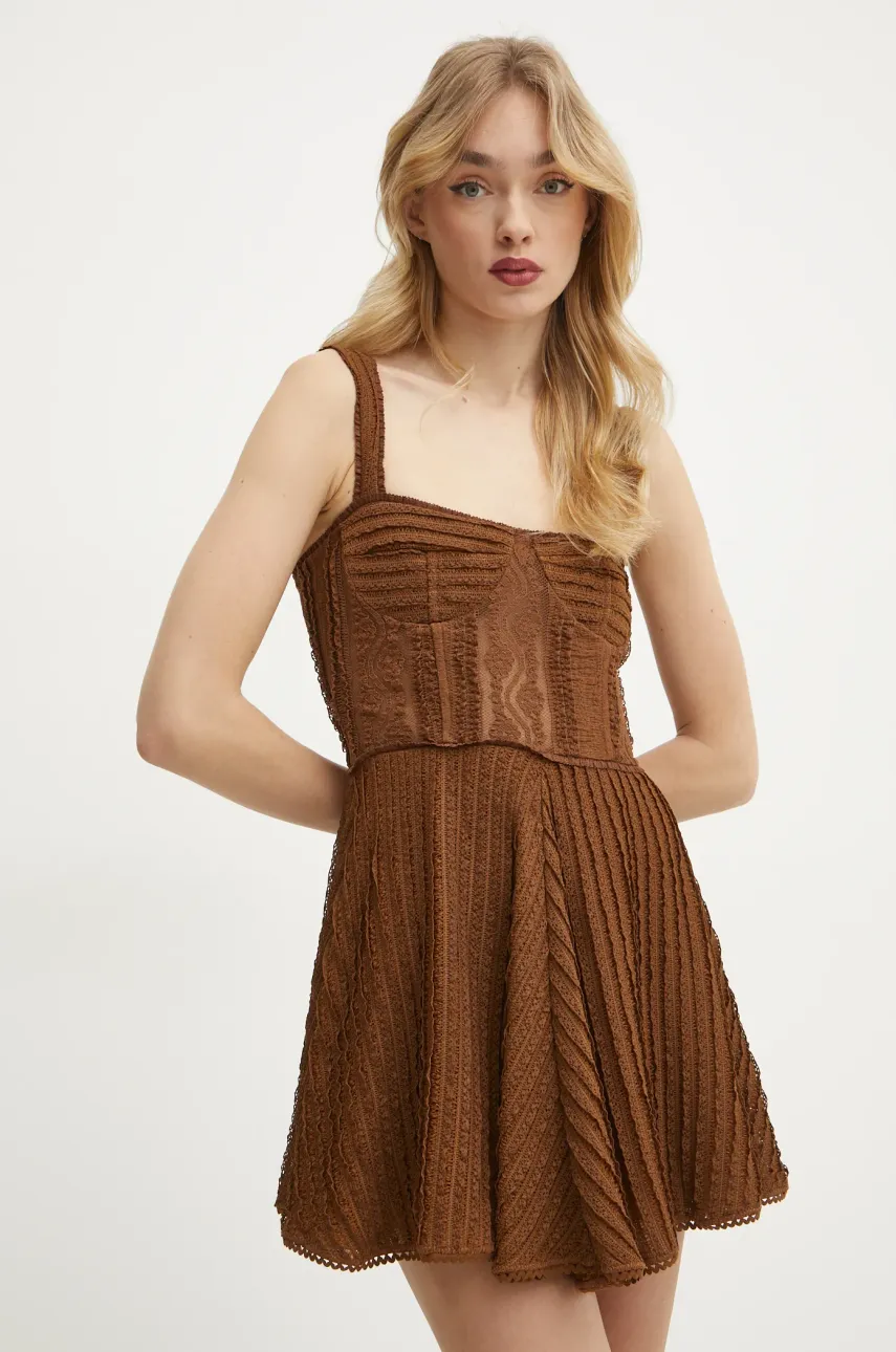 Charo Ruiz Ibiza rochie Mai culoarea maro, mini, evazată, 255601