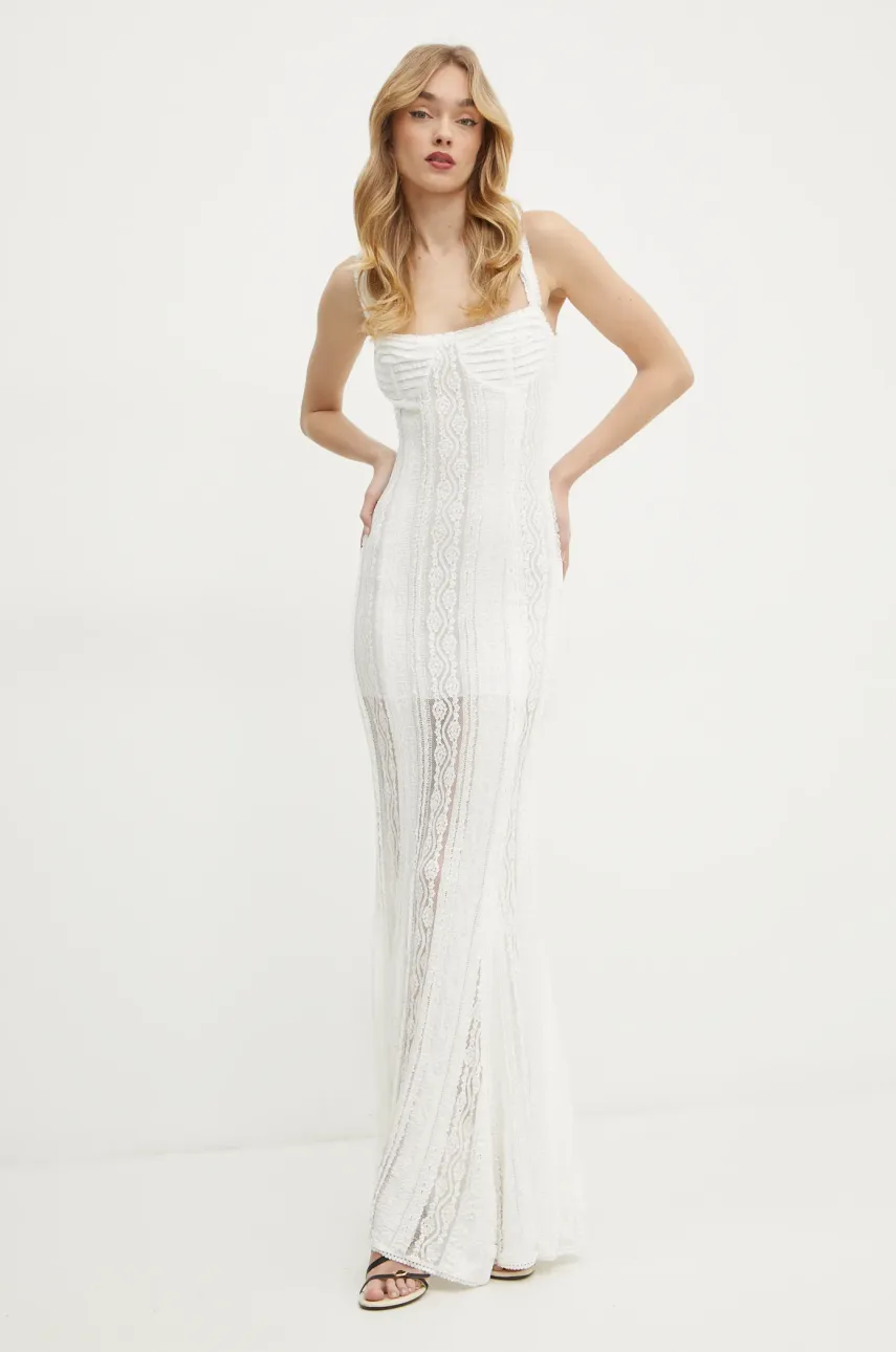 Charo Ruiz Ibiza rochie Gaia culoarea bej, maxi, evazată, 255611