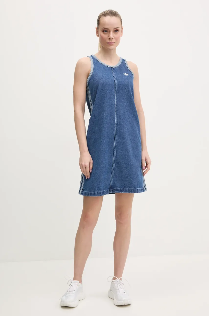 Джинсовое платье adidas Originals DENIM 3S DRESS mini прямое JD2580 Джинсовое платье adidas Originals DENIM 3S DRESS mini прямое JD2580