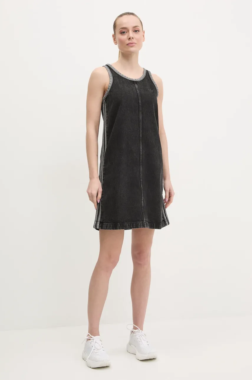 Джинсовое платье adidas Originals DENIM 3S DRESS цвет чёрный mini прямое JD3108 Джинсовое платье adidas Originals DENIM 3S DRESS цвет чёрный mini прямое JD3108