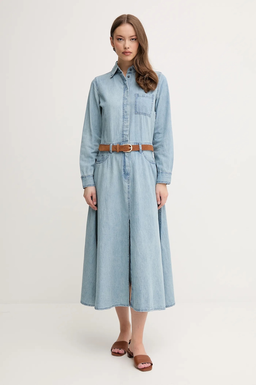 Джинсовое платье United Colors of Benetton midi прямое 4RZKDV0B5 Джинсовое платье United Colors of Benetton midi прямое 4RZKDV0B5