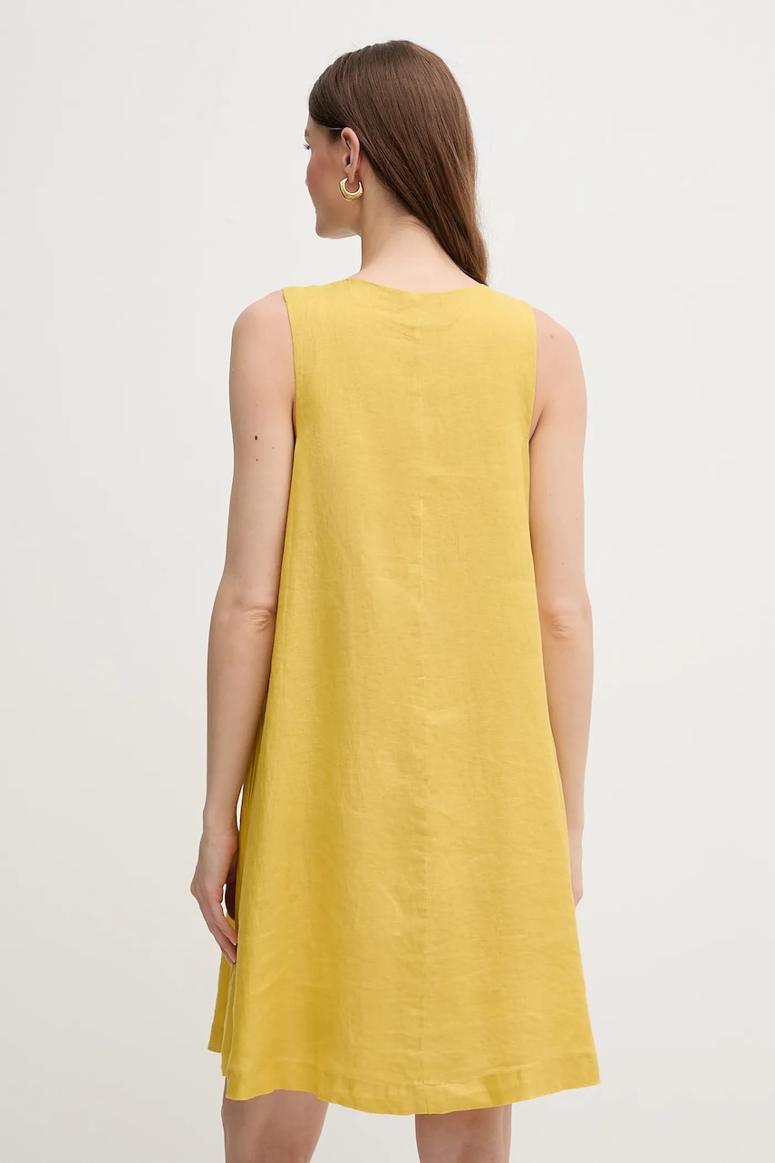 Льняна сукня United Colors of Benetton колір жовтий mini розкльошена 4AGHDV0AX