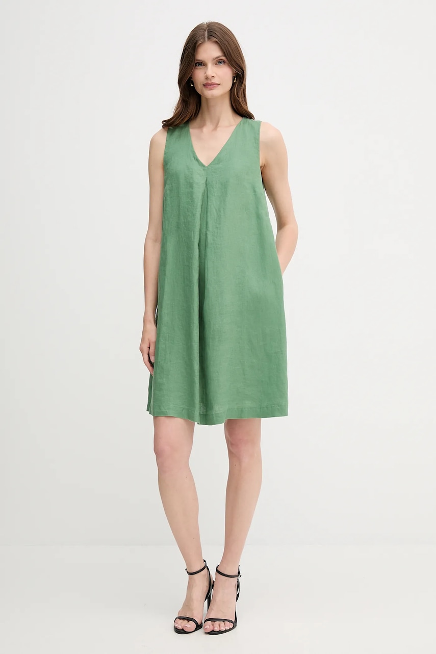 Льняное платье United Colors of Benetton mini расклешённое 4AGHDV0AX Льняное платье United Colors of Benetton mini расклешённое 4AGHDV0AX