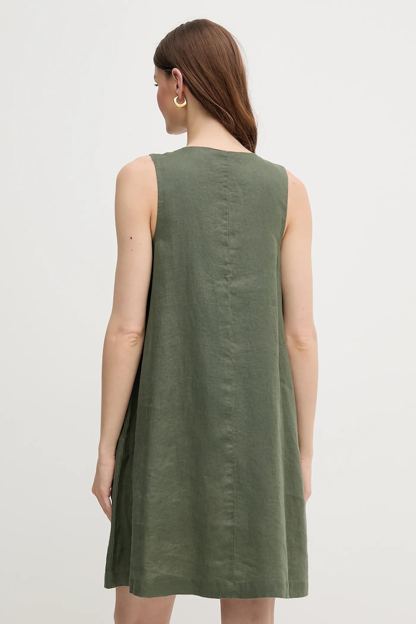 Льняна сукня United Colors of Benetton колір зелений mini розкльошена 4AGHDV0AX