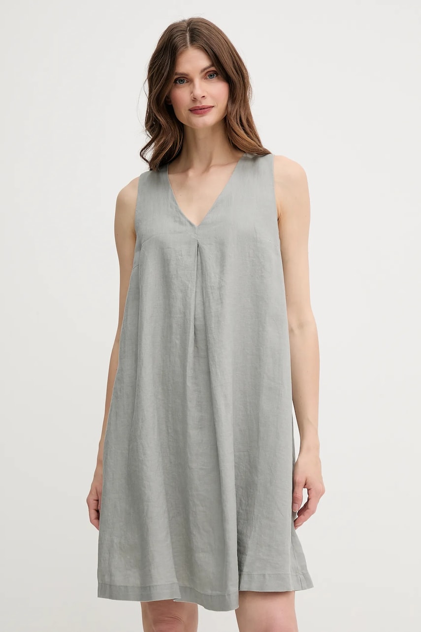 United Colors of Benetton rochie din in culoarea gri, mini, evazată, 4AGHDV0AX