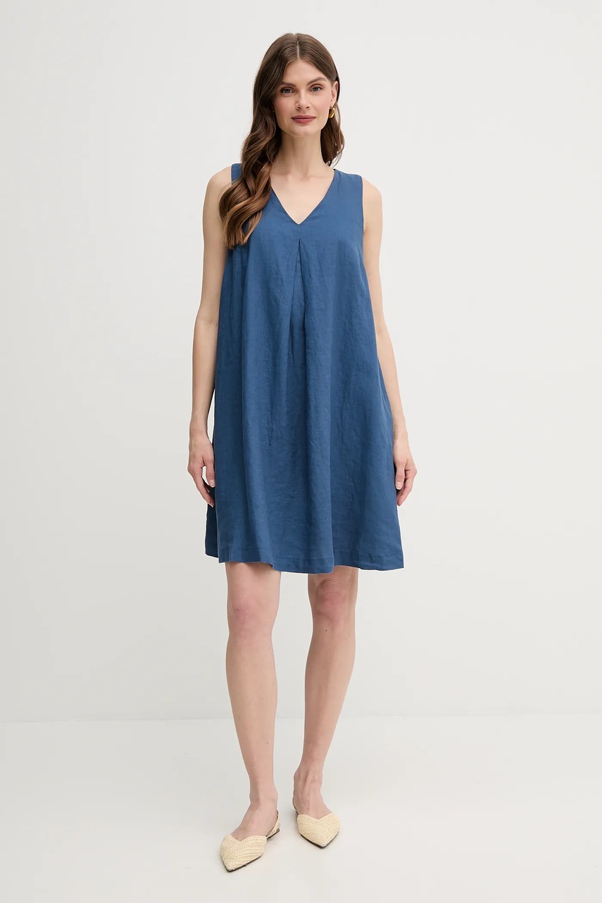 Льняное платье United Colors of Benetton mini расклешённое 4AGHDV0AX Льняное платье United Colors of Benetton mini расклешённое 4AGHDV0AX