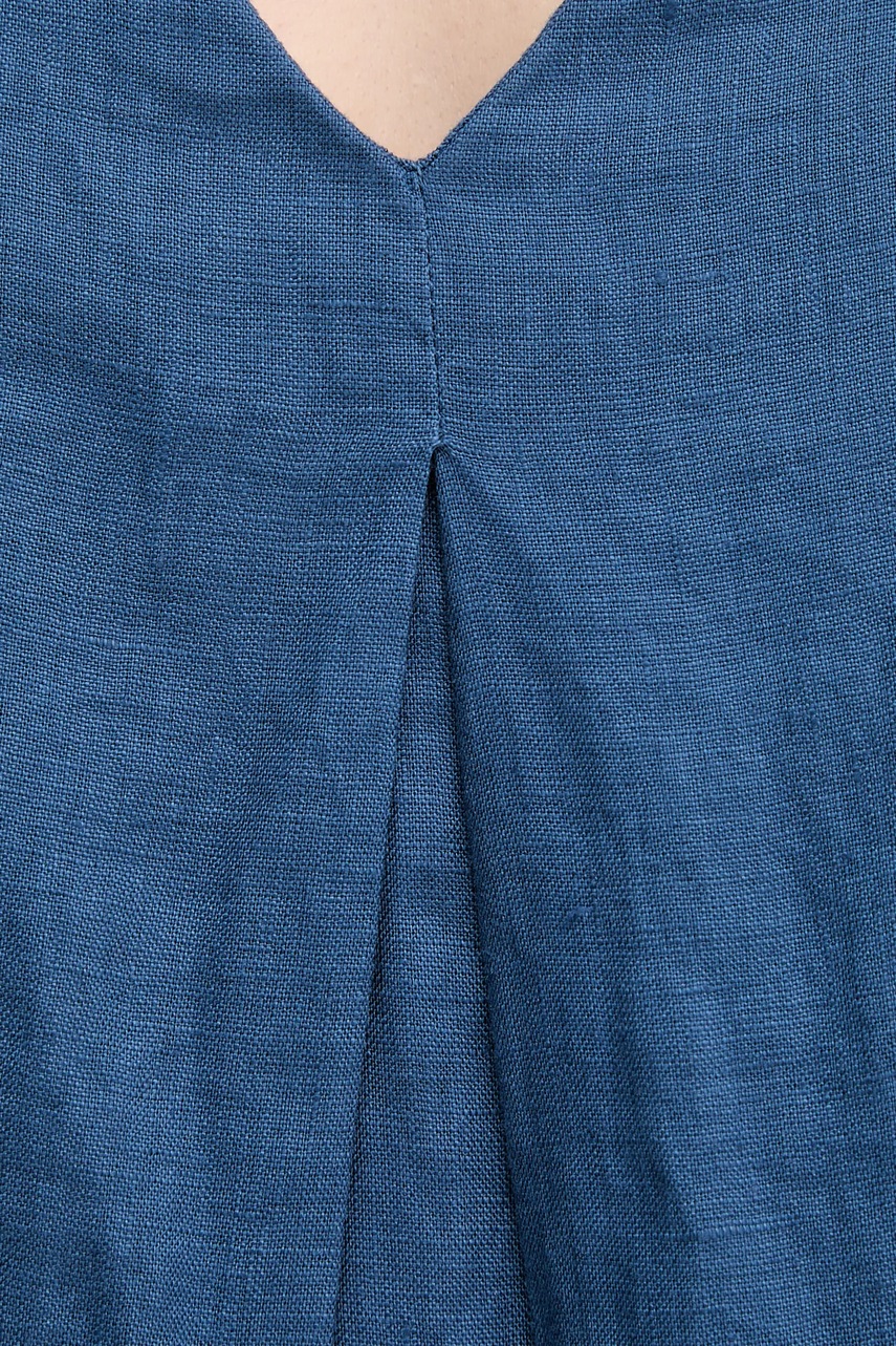 Λινό φόρεμα United Colors of Benetton χρώμα: μπλε, 4AGHDV0AX φωτογραφία