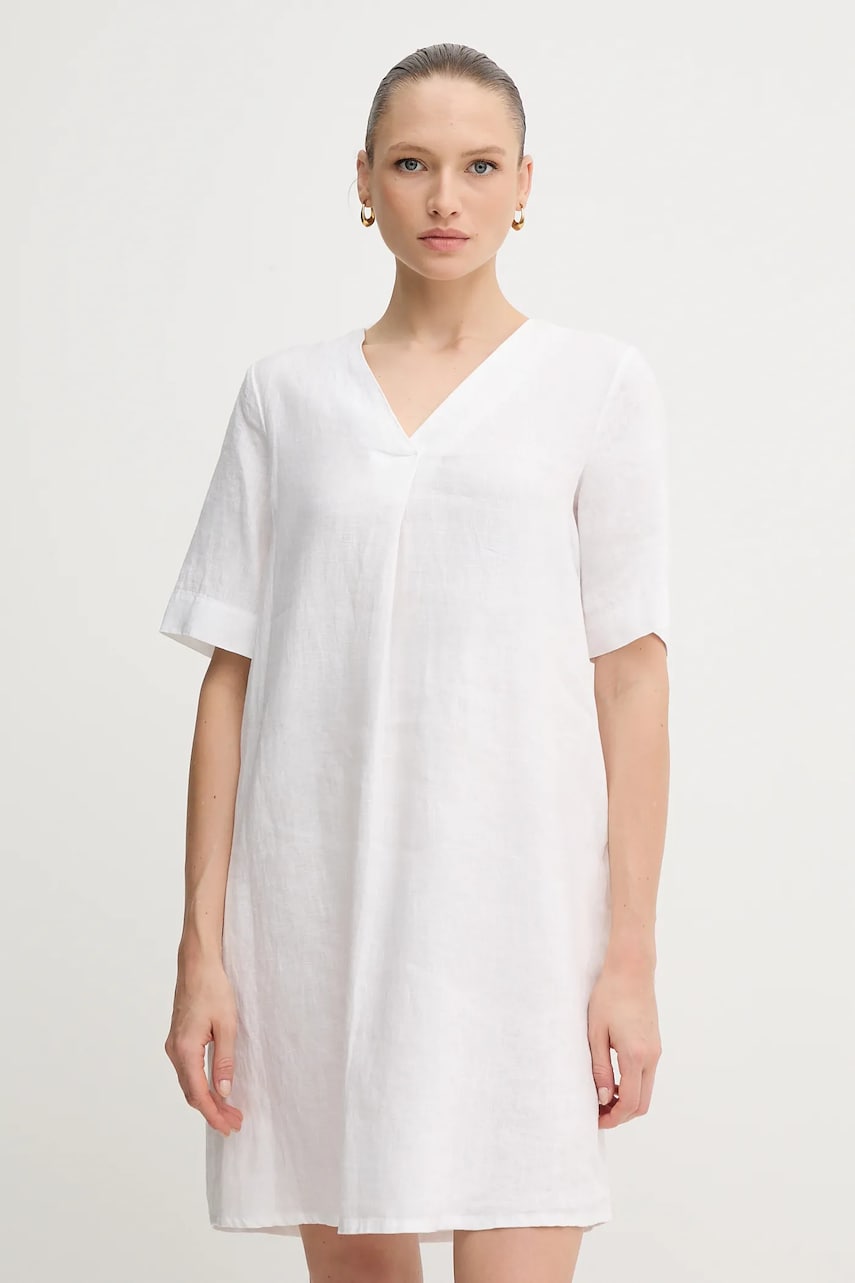 United Colors of Benetton rochie din in culoarea alb, mini, oversize, 4AGHDV0B0