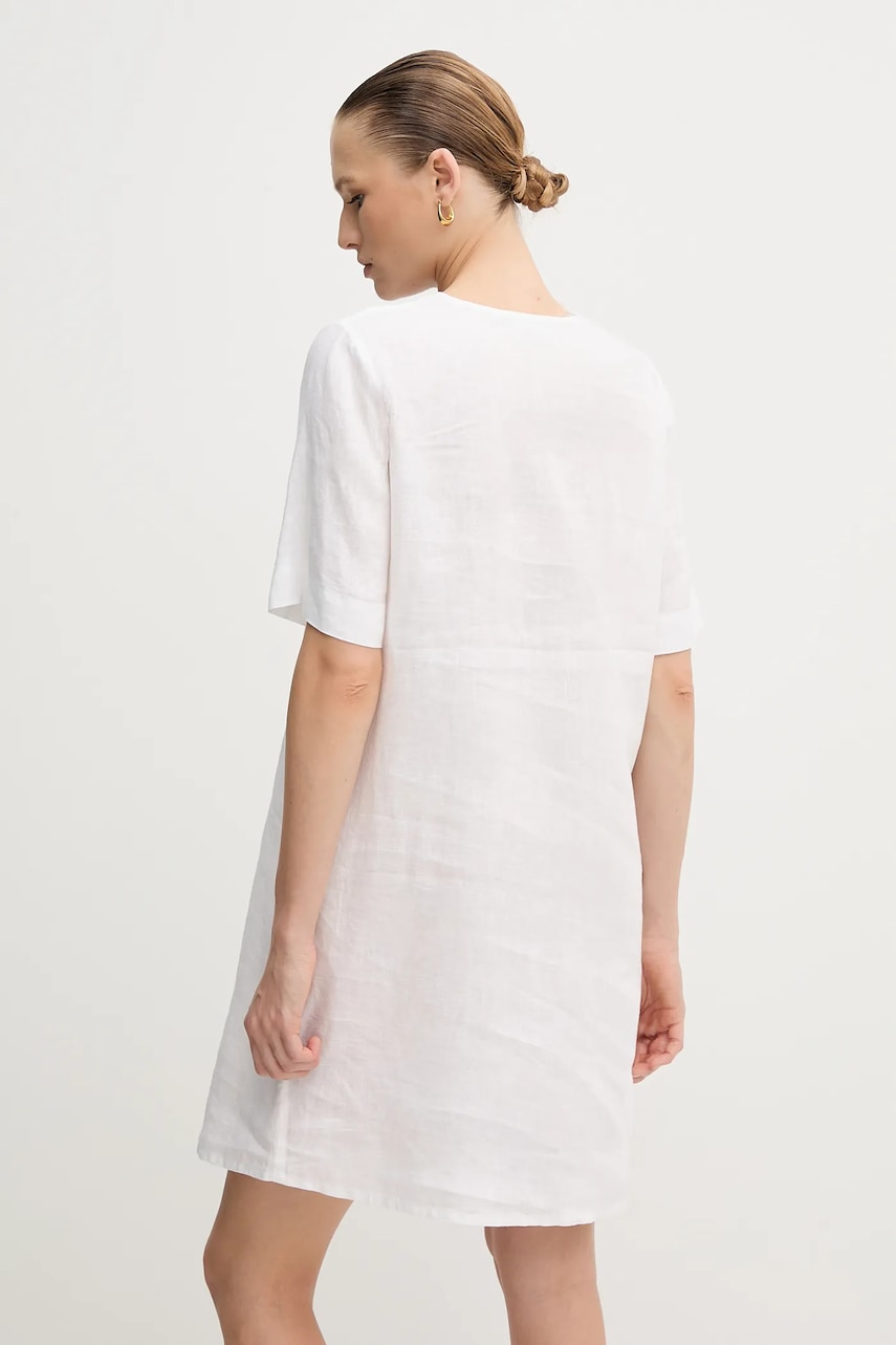 Льняна сукня United Colors of Benetton колір білий mini oversize 4AGHDV0B0