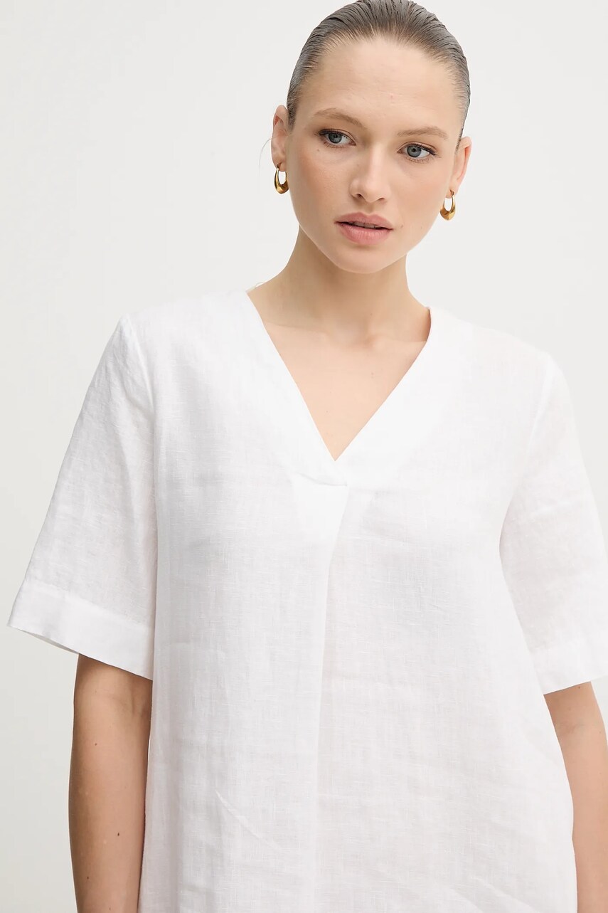 Льняна сукня United Colors of Benetton колір білий mini oversize 4AGHDV0B0