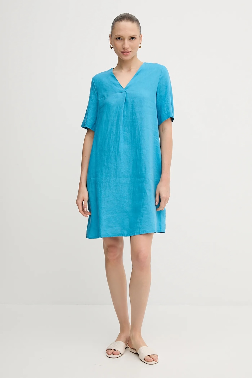 Льняное платье United Colors of Benetton mini oversize 4AGHDV0B0 Льняное платье United Colors of Benetton mini oversize 4AGHDV0B0