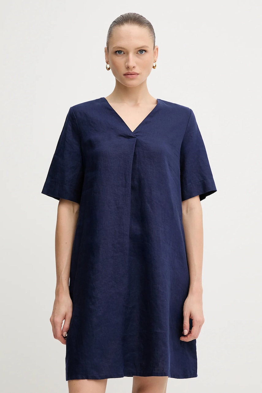 United Colors of Benetton rochie din in culoarea bleumarin, mini, oversize, 4AGHDV0B0