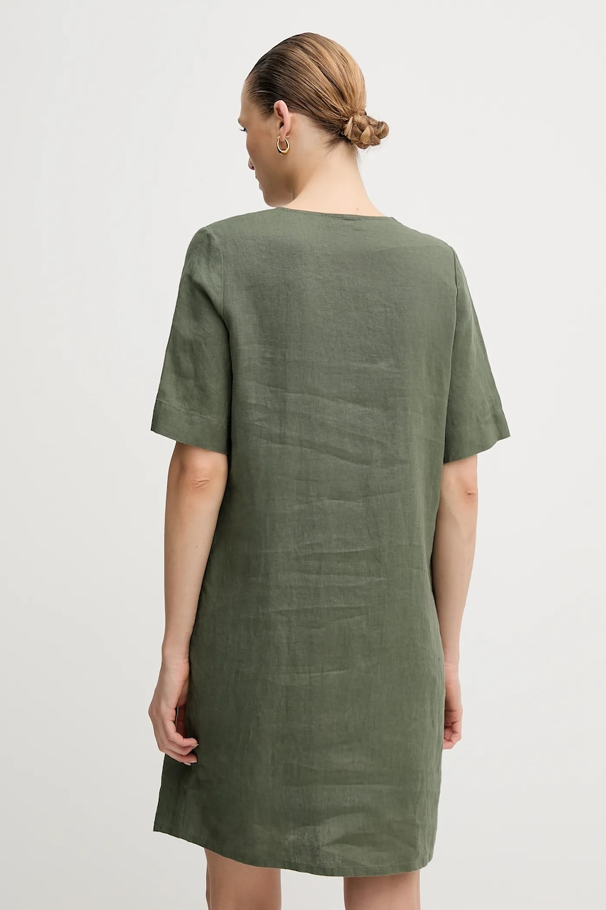 Льняна сукня United Colors of Benetton колір зелений mini oversize 4AGHDV0B0