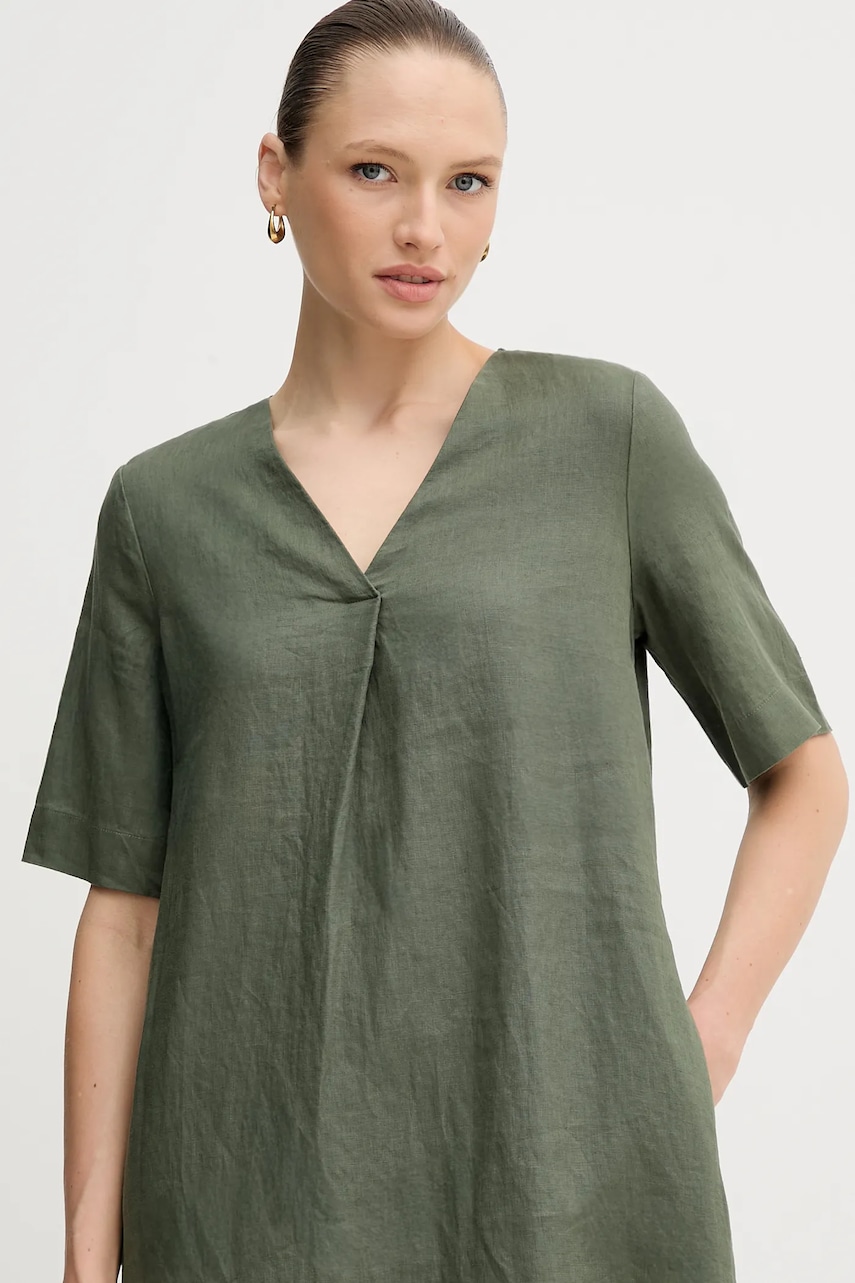 Льняна сукня United Colors of Benetton колір зелений mini oversize 4AGHDV0B0