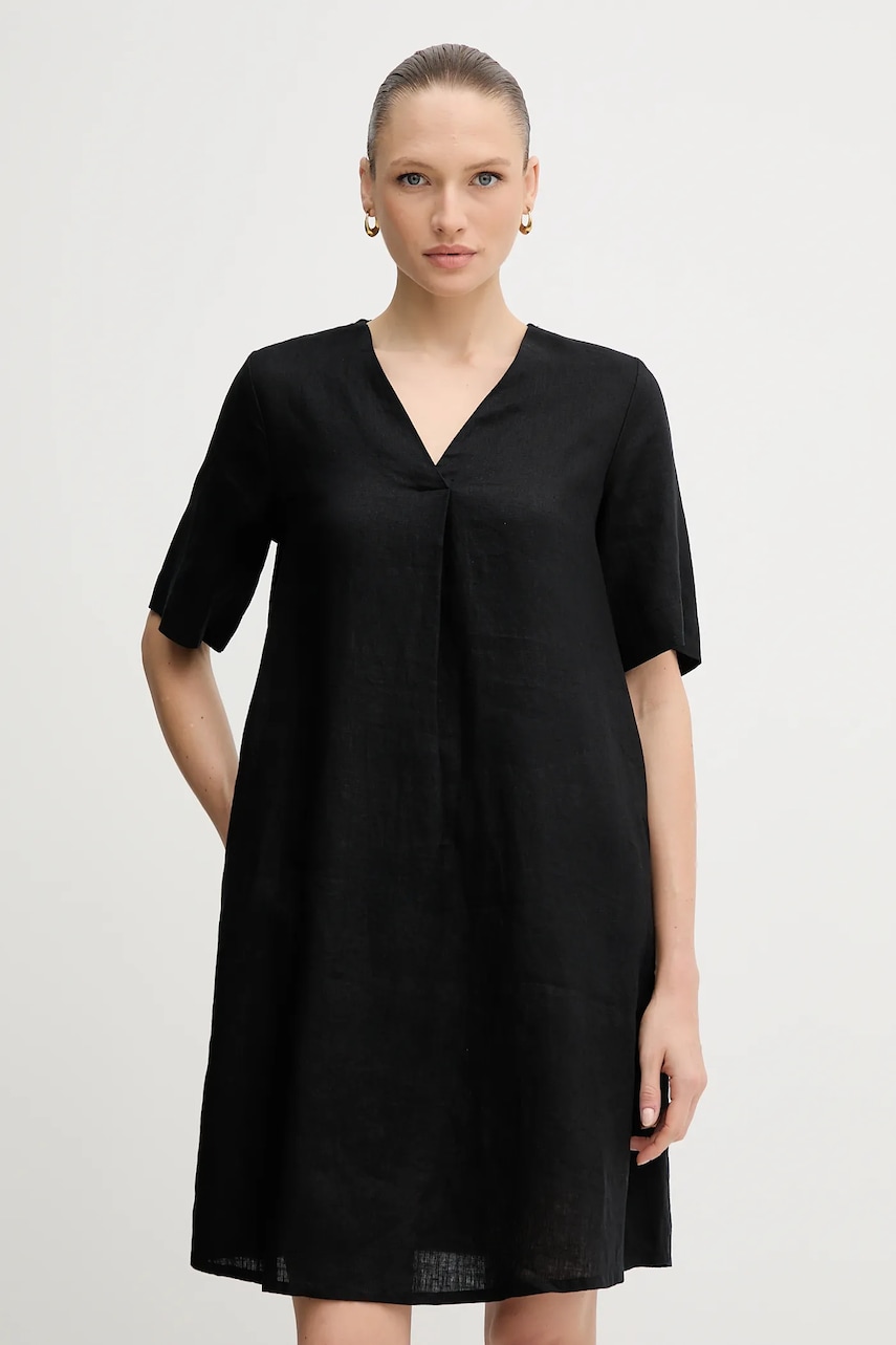 United Colors of Benetton rochie din in culoarea negru, mini, oversize, 4AGHDV0B0