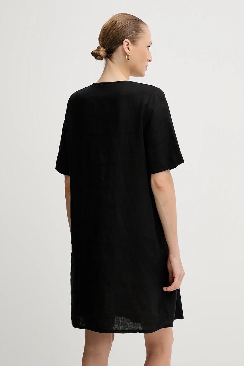 Льняна сукня United Colors of Benetton колір чорний mini oversize 4AGHDV0B0