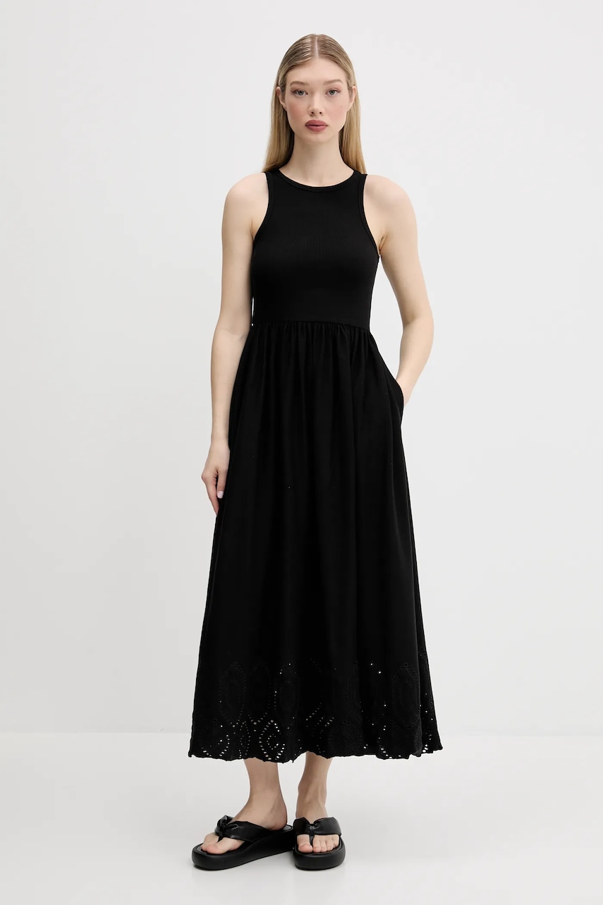 Desigual rochie DIJON culoarea negru, midi, evazată, 25SWVK58