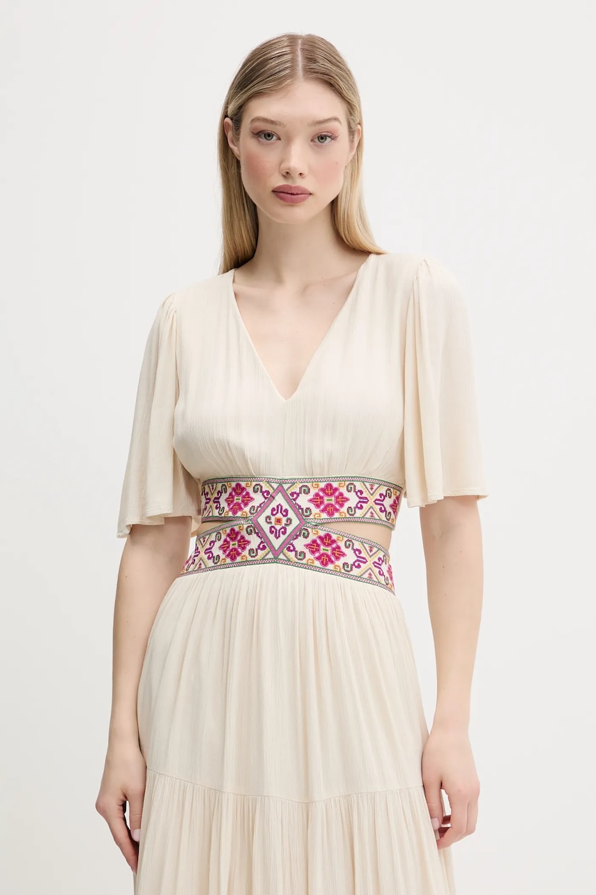 Сукня Desigual ELEMENT колір бежевий maxi розкльошена 25SWVW98
