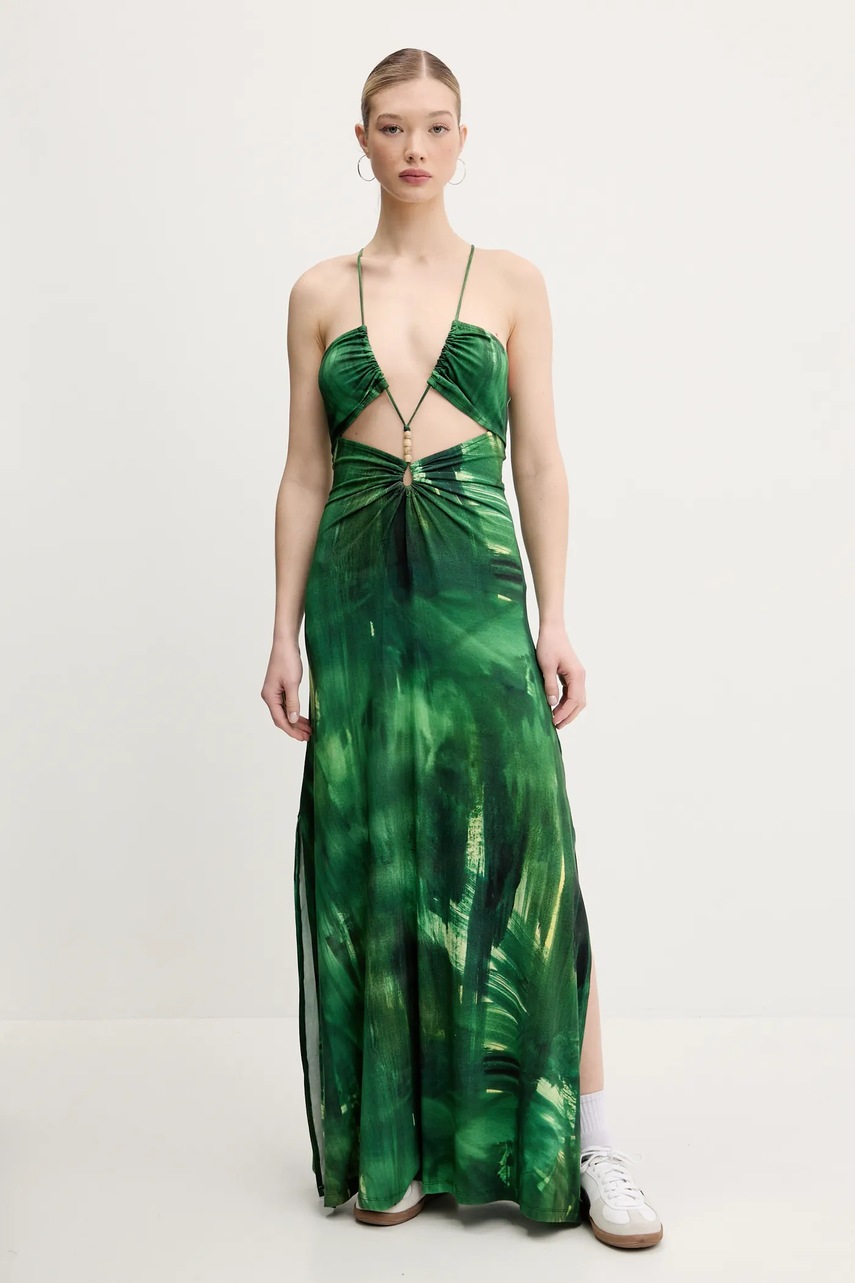 Desigual rochie MONTPELLIER culoarea verde, maxi, dreaptă, 25SWVK55