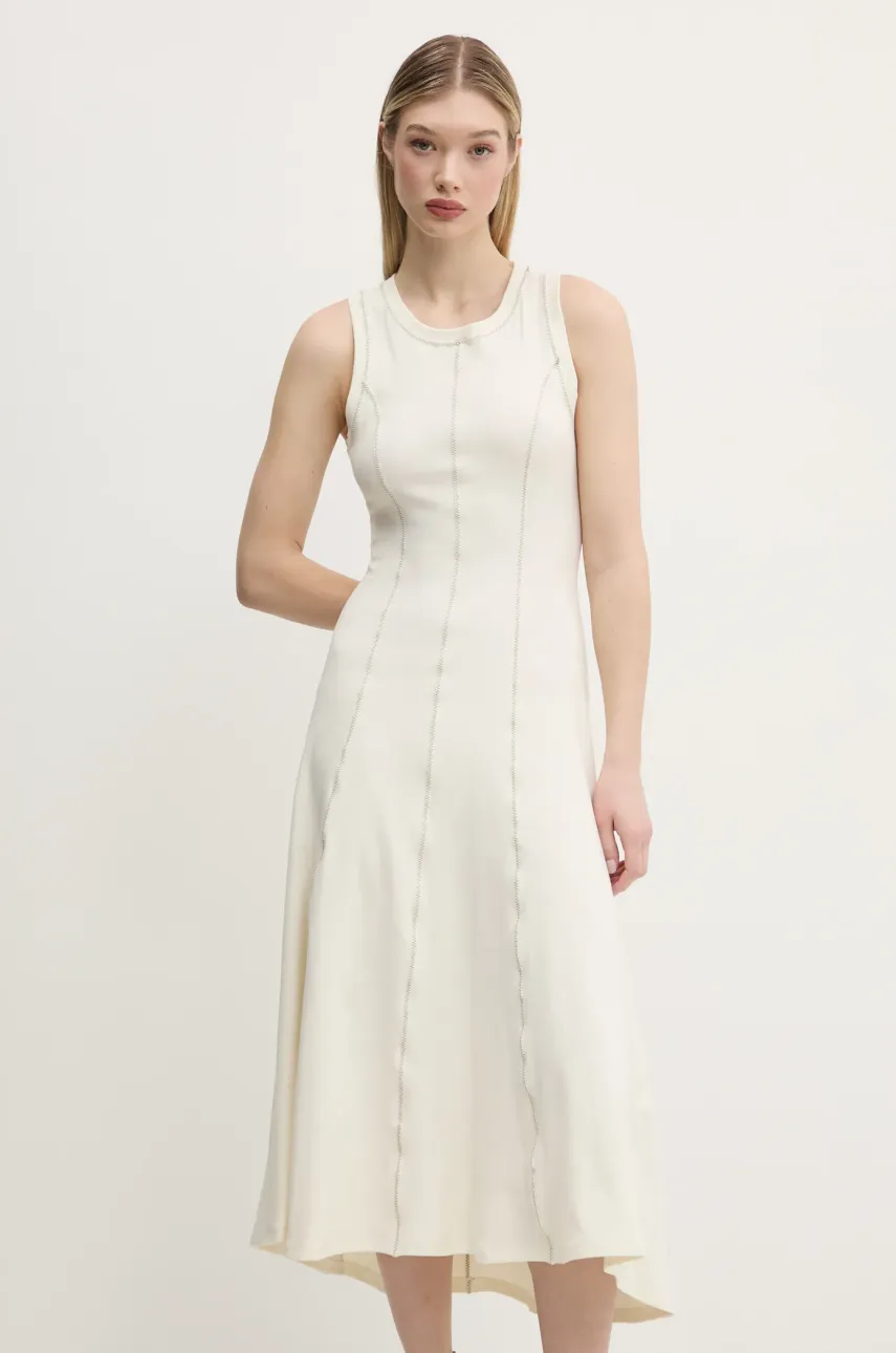 Desigual rochie NANTES culoarea bej, midi, evazată, 25SWVK54