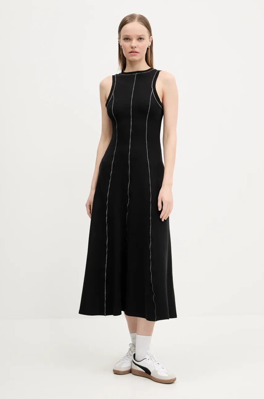 Desigual rochie NANTES culoarea negru, midi, evazată, 25SWVK54