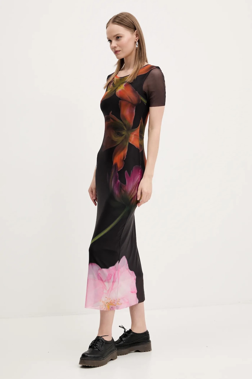 Сукня Desigual ROTERDAM колір чорний maxi облягаюча 25SWVK12