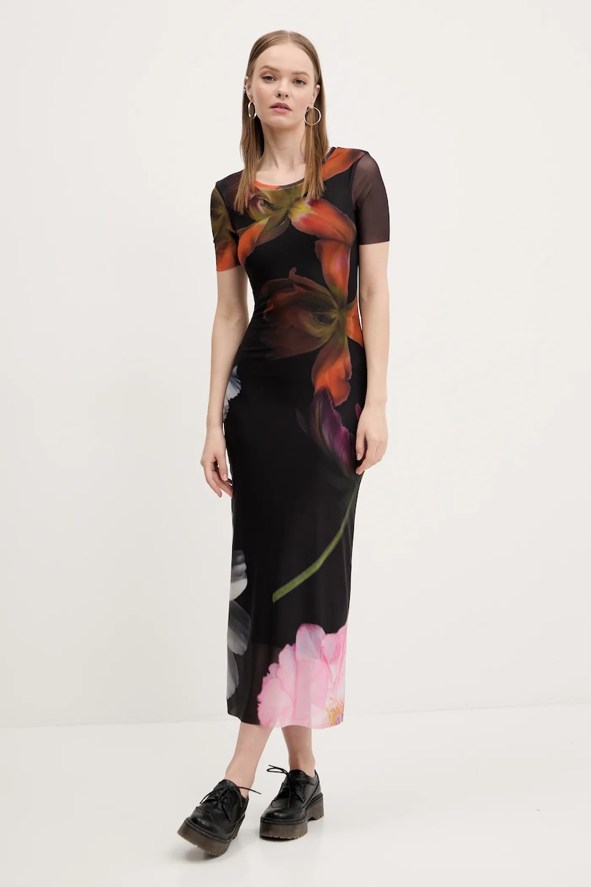 Сукня Desigual ROTERDAM колір чорний maxi облягаюча 25SWVK12