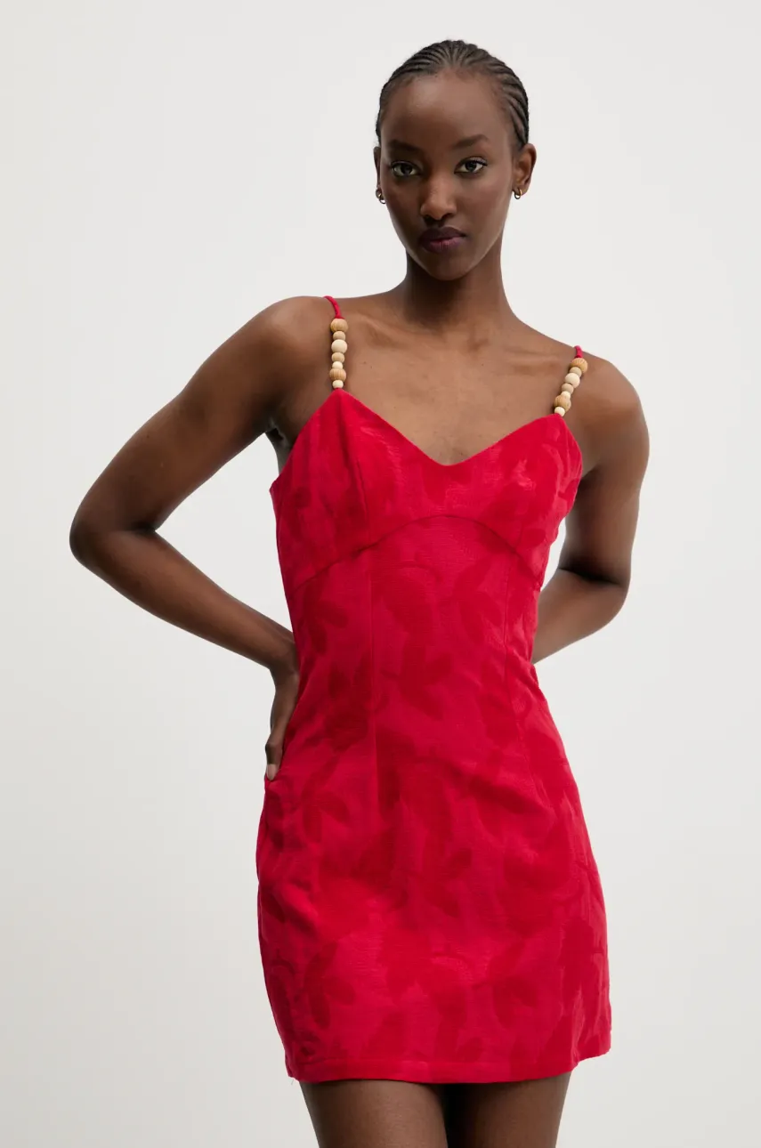 Desigual rochie TIGRIS culoarea rosu, mini, evazată, 25SWVW85