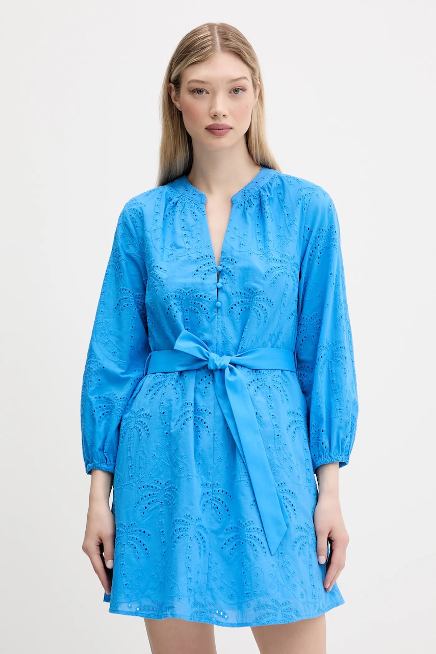 Desigual rochie din bumbac TOURS mini, evazati, 25SWVW09 Desigual rochie din bumbac TOURS mini, evazati, 25SWVW09