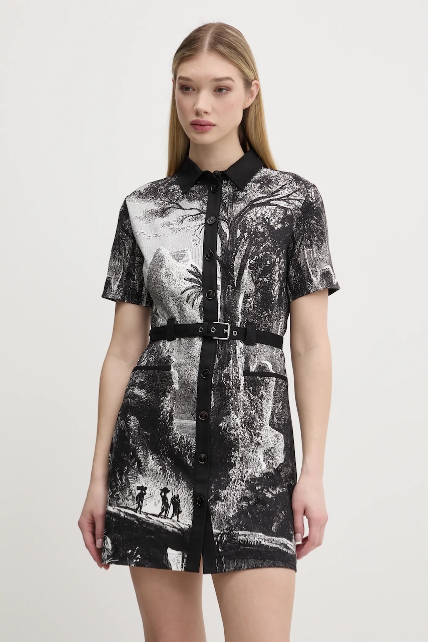 Desigual rochie TROPIC LITOGRAPHY LA culoarea negru, mini, dreaptă, 25SWVW96