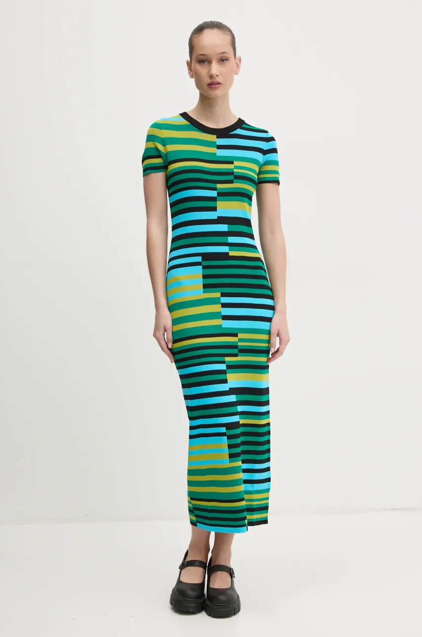 Desigual rochie URUGUAY culoarea verde, maxi, mulată, 25SWVF04