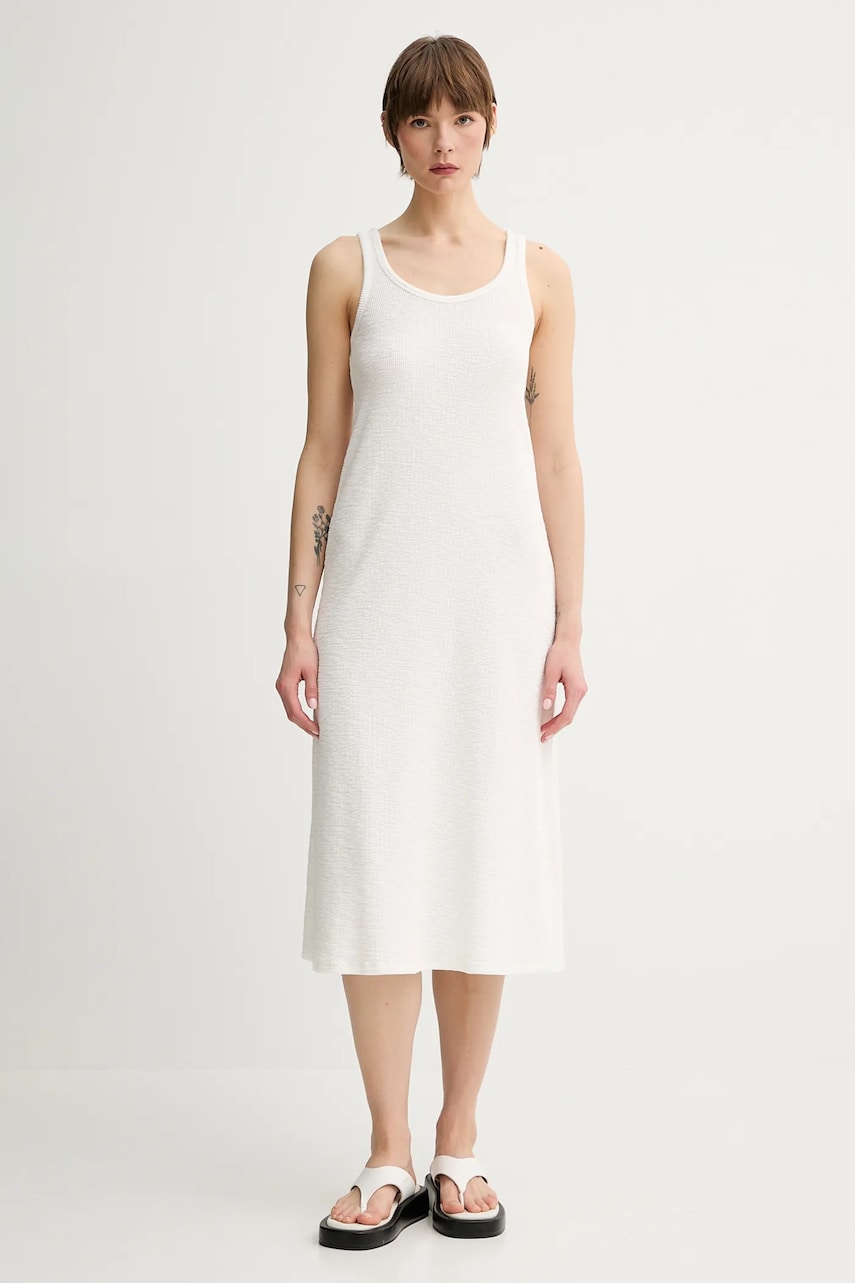American Vintage rochie culoarea bej, midi, evazati, YRU14AE25 American Vintage rochie culoarea bej, midi, evazati, YRU14AE25