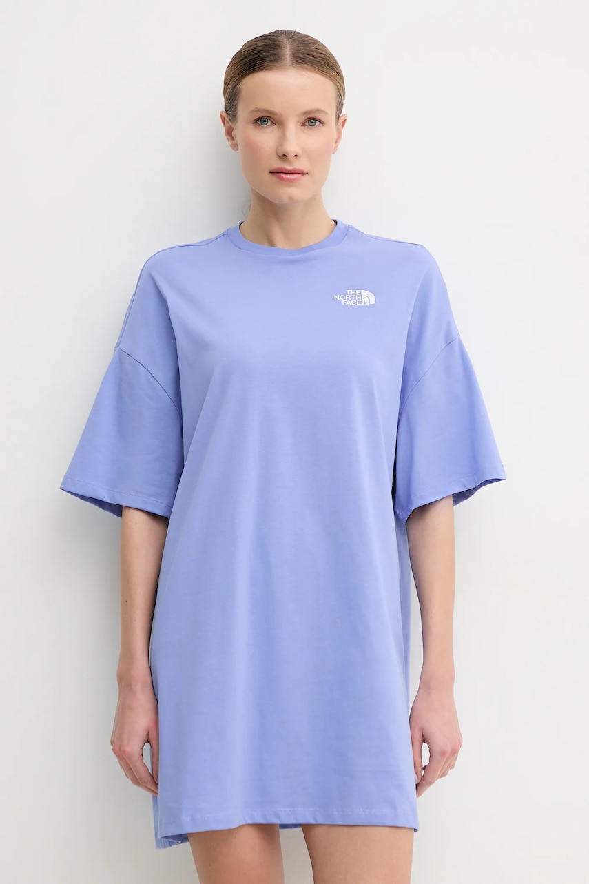 The North Face rochie Essential culoarea violet, mini, oversize, NF0A87NF0YI1 The North Face rochie Essential culoarea violet, mini, oversize, NF0A87NF0YI1