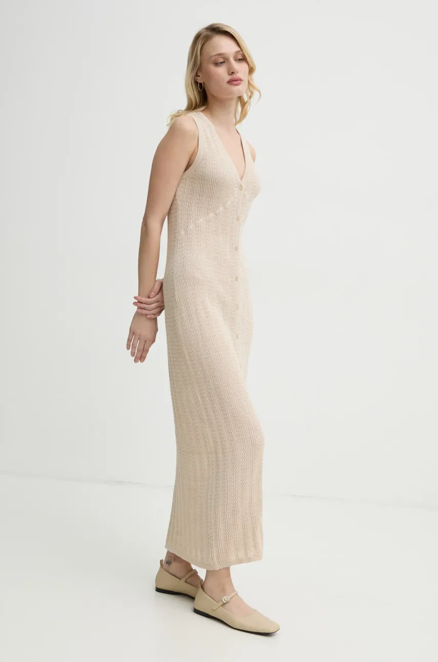 Filippa K rochie din bumbac culoarea bej, maxi, mulată, 31090