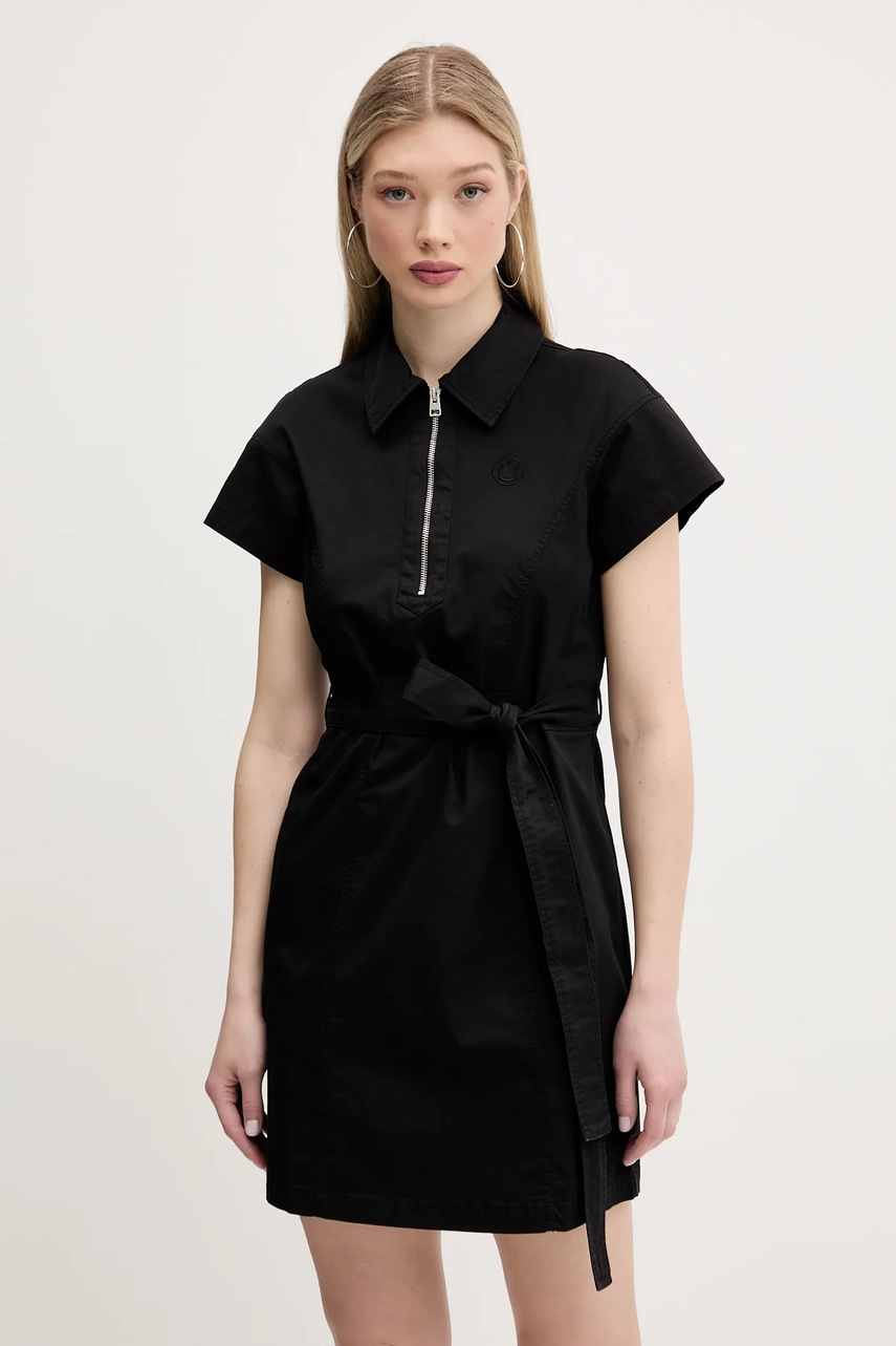 Hugo Blue rochie culoarea negru, mini, evazată, 50538397