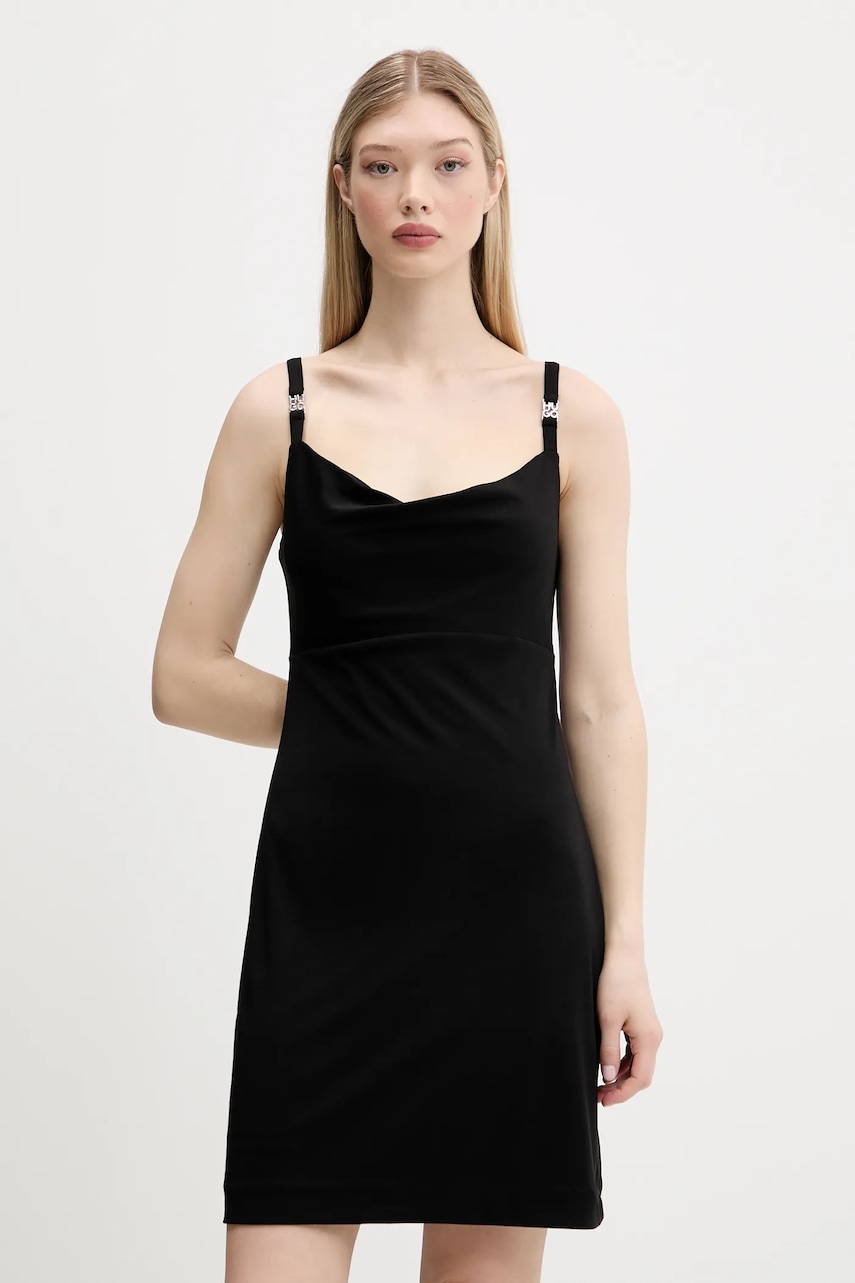 HUGO rochie culoarea negru, mini, dreaptă, 50536463